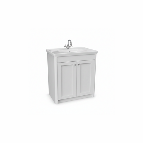 Chalk white floor standing bathroom vanity unit with double door storage and classic styling | Home Centre Direct UK
