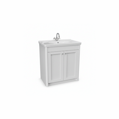 Chalk white floor standing bathroom vanity unit with double door storage and classic styling | Home Centre Direct UK