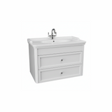 Chalk white wall hung bathroom vanity unit with two drawer storage and contemporary design | Home Centre Direct UK