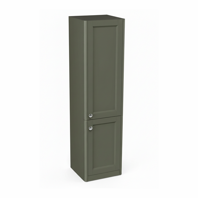 Forest green tall bathroom storage cabinet with two door design and contemporary styling | Home Centre Direct UK