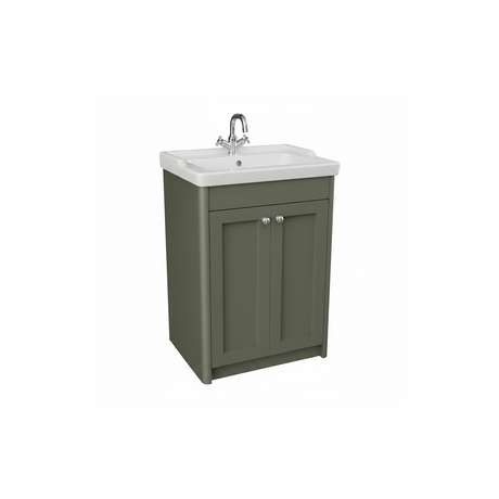 Forest green floor standing bathroom vanity unit with two door storage and classic styling | Home Centre Direct UK