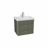 Forest green wall hung bathroom vanity unit with two drawer storage and modern styling | Home Centre Direct UK