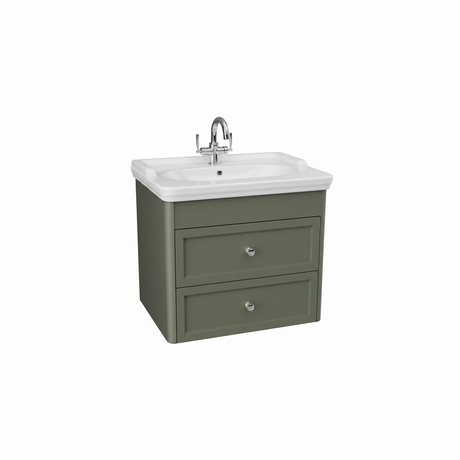 Forest green wall hung bathroom vanity unit with two drawer storage and modern styling | Home Centre Direct UK