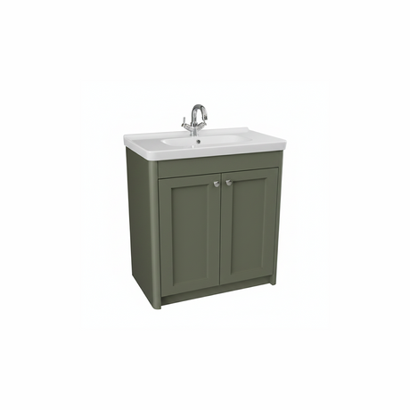 Forest green floor standing bathroom vanity unit with two door storage and classic styling | Home Centre Direct UK
