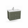 Forest green wall hung bathroom vanity unit with two drawer storage and modern styling | Home Centre Direct UK