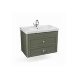 Forest green wall hung bathroom vanity unit with two drawer storage and modern styling | Home Centre Direct UK