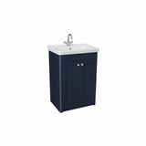 Midnight blue floor standing bathroom vanity unit with two door storage and contemporary styling | Home Centre Direct UK