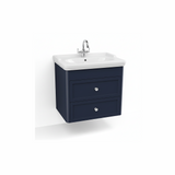 Midnight blue wall hung bathroom vanity unit with two drawer storage and contemporary styling | Home Centre Direct UK