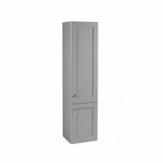 Pearl grey bathroom storage cabinet with two door design and contemporary finish | Home Centre Direct UK
