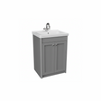 Pearl grey floor standing bathroom vanity unit with two door storage and classic styling | Home Centre Direct UK