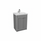 Pearl grey floor standing bathroom vanity unit with two door storage and classic styling | Home Centre Direct UK