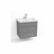 Pearl grey wall hung bathroom vanity unit with two drawer storage and contemporary finish | Home Centre Direct UK