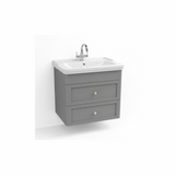 Pearl grey wall hung bathroom vanity unit with two drawer storage and contemporary finish | Home Centre Direct UK