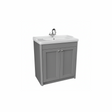 Pearl grey floor standing bathroom vanity unit with two door storage and classic styling | Home Centre Direct UK