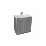 Pearl grey floor standing bathroom vanity unit with two door storage and classic styling | Home Centre Direct UK