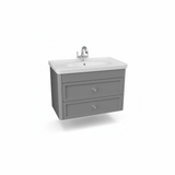 Pearl grey wall hung bathroom vanity unit with two drawer storage and modern styling | Home Centre Direct UK