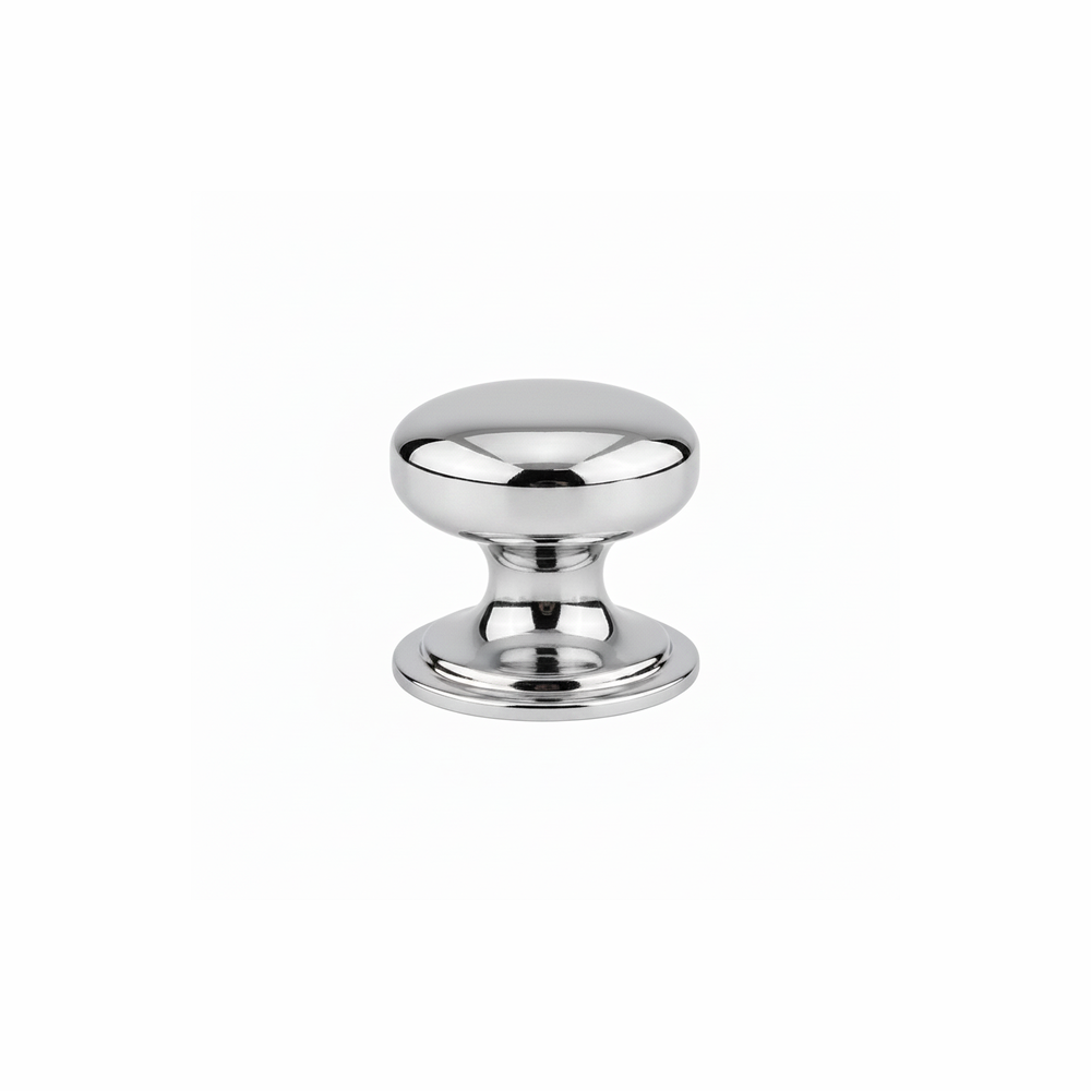 Polished chrome cabinet knob with smooth round design and reflective finish | Home Centre Direct UK