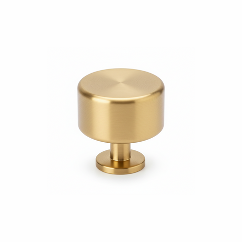 Brushed brass knurled cabinet knob with textured grip detail and warm metallic finish | Home Centre Direct UK