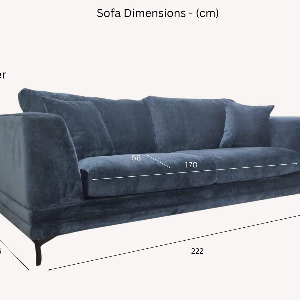 Aluxo Lenox Sofa Range in Aegean Blue Velvet