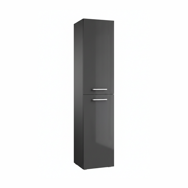 Anthracite tall bathroom storage cabinet with two door design and modern finish | Home Centre Direct UK