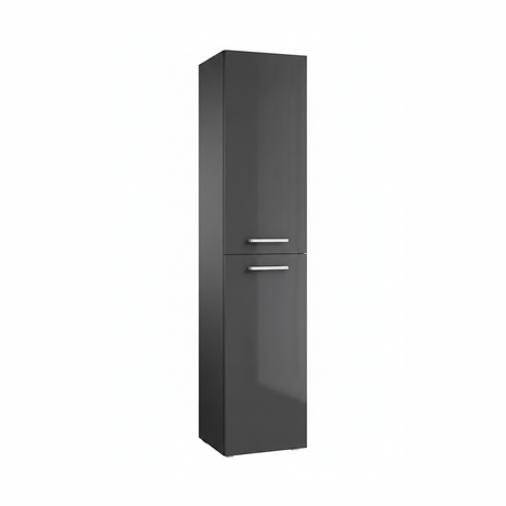 Anthracite tall bathroom storage cabinet with two door design and modern finish | Home Centre Direct UK