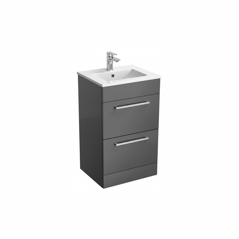 Anthracite floor standing bathroom vanity unit with two drawer storage and modern finish | Home Centre Direct UK