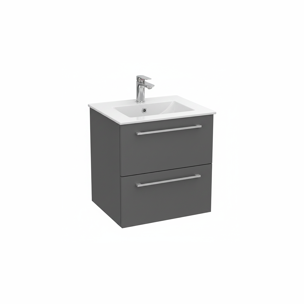 Anthracite wall hung bathroom vanity unit with two drawer storage and modern finish | Home Centre Direct UK