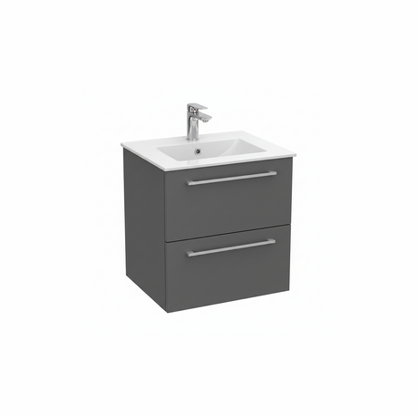 Anthracite wall hung bathroom vanity unit with two drawer storage and modern finish | Home Centre Direct UK
