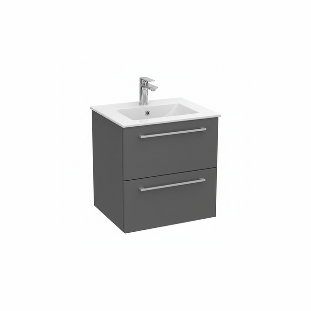 Anthracite wall hung bathroom vanity unit with two drawer storage and modern finish | Home Centre Direct UK