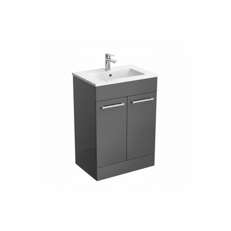 Anthracite floor standing bathroom vanity unit with two door storage design | Home Centre Direct UK