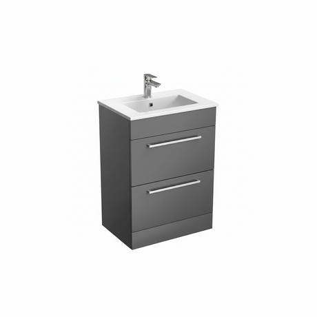 Anthracite floor standing bathroom vanity unit with two drawer storage | Home Centre Direct UK