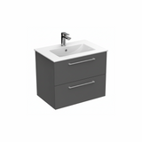 Anthracite wall hung bathroom vanity unit with two drawer storage and modern finish | Home Centre Direct UK