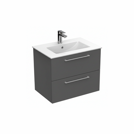 Anthracite wall hung bathroom vanity unit with two drawer storage and modern finish | Home Centre Direct UK
