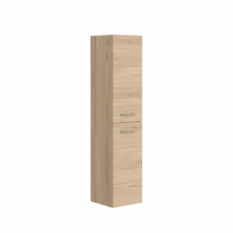 Light oak tall bathroom storage cabinet with natural wood grain finish | Home Centre Direct UK