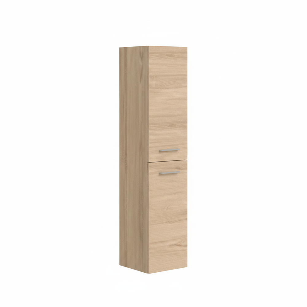 Light oak tall bathroom storage cabinet with natural wood grain finish | Home Centre Direct UK