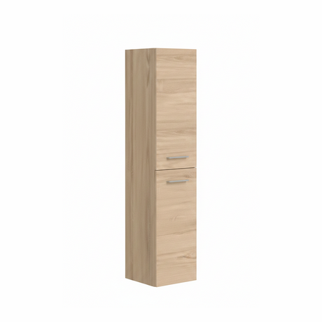 Light oak tall bathroom storage cabinet with natural wood grain finish | Home Centre Direct UK