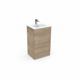 Light oak bathroom vanity unit with two drawer storage and freestanding design | Home Centre Direct UK