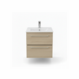 Light oak wall hung bathroom vanity unit with two drawer storage and natural wood finish | Home Centre Direct UK