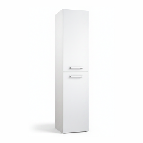 White bathroom storage cabinet with two door design and contemporary finish | Home Centre Direct UK
