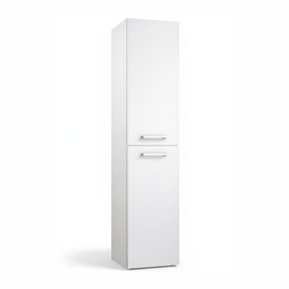 White bathroom storage cabinet with two door design and contemporary finish | Home Centre Direct UK