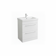 White floor standing bathroom vanity unit with two drawer storage and modern design | Home Centre Direct UK