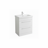 White floor standing bathroom vanity unit with two drawer storage and modern design | Home Centre Direct UK