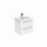 White wall hung bathroom vanity unit with two drawer storage and minimalist design | Home Centre Direct UK