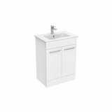 White floor standing bathroom vanity unit with two door storage and contemporary finish | Home Centre Direct UK