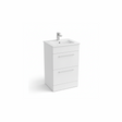 White floor standing bathroom vanity unit with two drawer storage and modern finish | Home Centre Direct UK