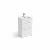 White floor standing bathroom vanity unit with two drawer storage and modern finish | Home Centre Direct UK