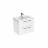 White wall hung bathroom vanity unit with two drawer storage and minimalist design | Home Centre Direct UK