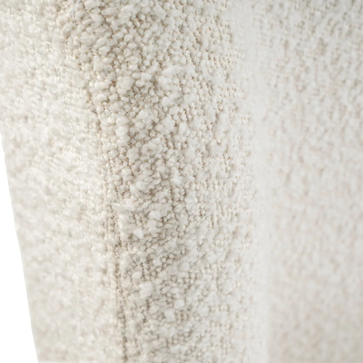 Ivory boucle fabric detail on double bed headboard