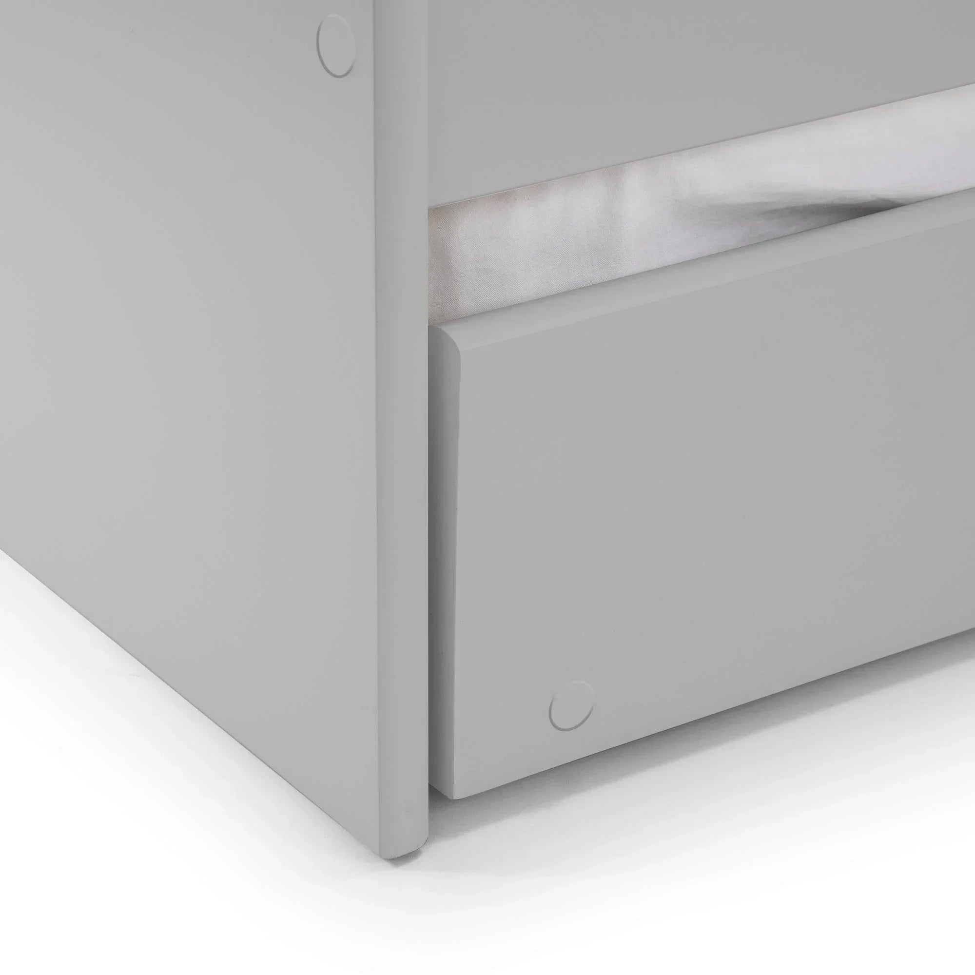 Dove grey single daybed corner with underbed drawer and panel detail