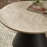 Elgon Coffee and Lamp Table Set - Light Brown and Black - ELG001